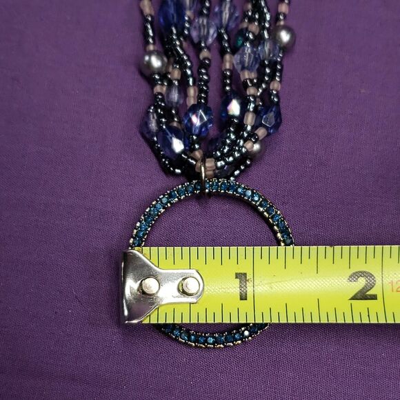 New York And Company Necklace, Multistrand Seed Bead, Rhinestone Pendant w/tags - Picture 11 of 12